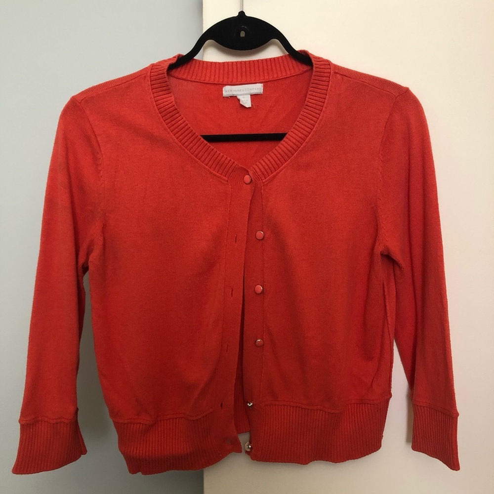 New York & Company Orange Cardigan